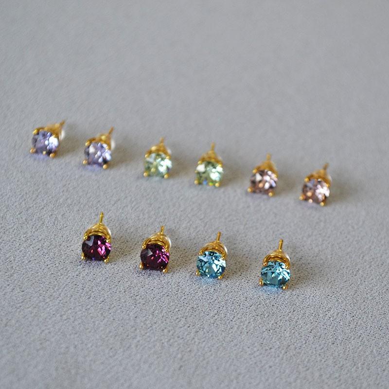 Stylish Colorful Crystal Rhinestone Stud Earrings Women Minimalist Chic Daily Wear