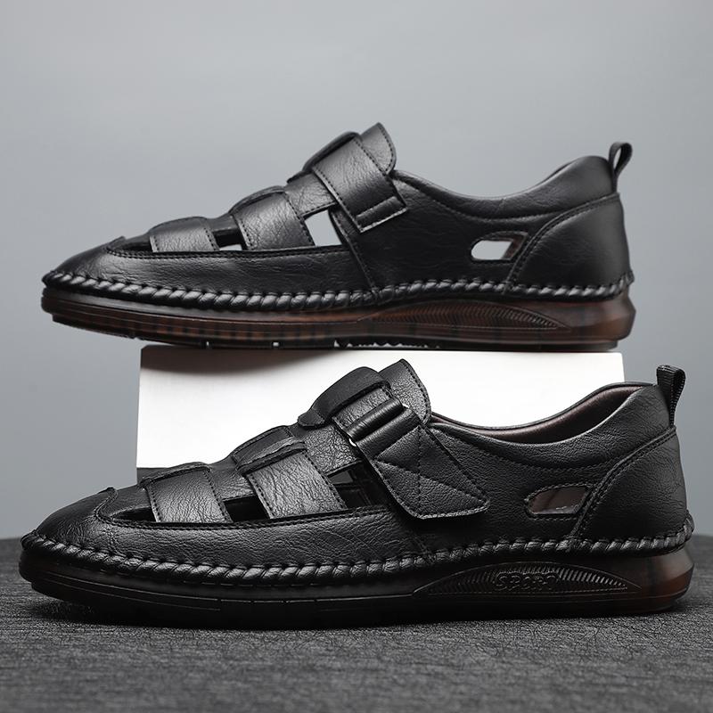 Italian Handmade Soles for Men's Loafers Hollowed Out Breathable Camping Sandals Comfortable for Men's Driving Casual Shoes