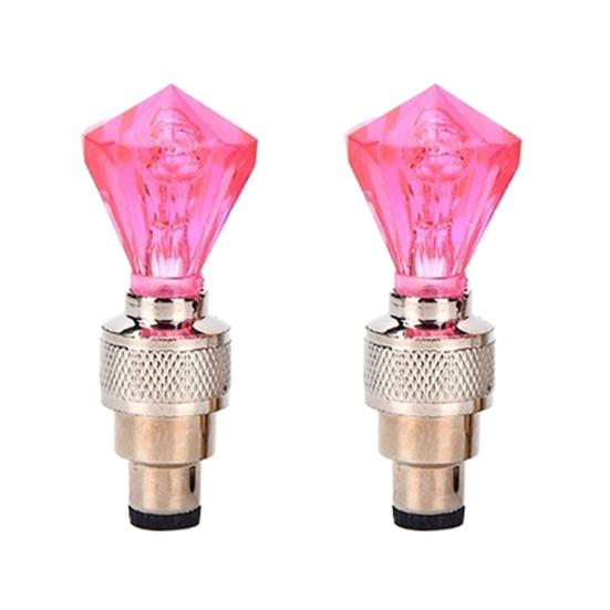 

2Pcs Diamond Shape Car Motorcycle Bike Tyre Tire Valve Caps Decorative LED Light красный