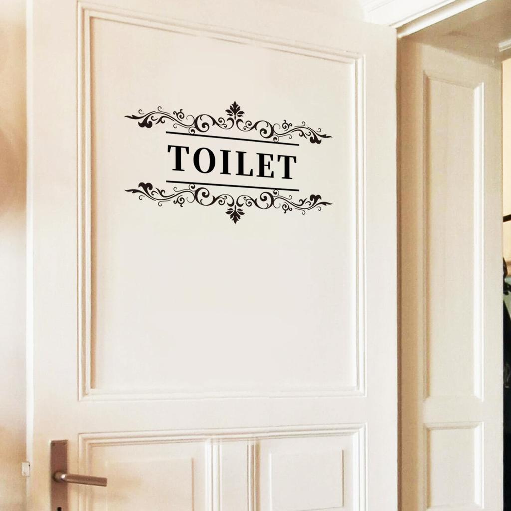 Ms8492 Creative Hand-Painted English Pattern Door Sticker Bathroom Bathroom Background Home Decoration Sticker, Large Quantity Can Be Negotiated