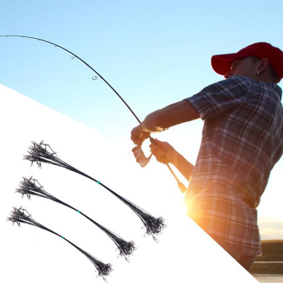 60Pcs Fishing Wire Leaders Heavy Duty with Snap Swivel Stainless Steel Wear Resistance Fishing Trace Line for Fishing