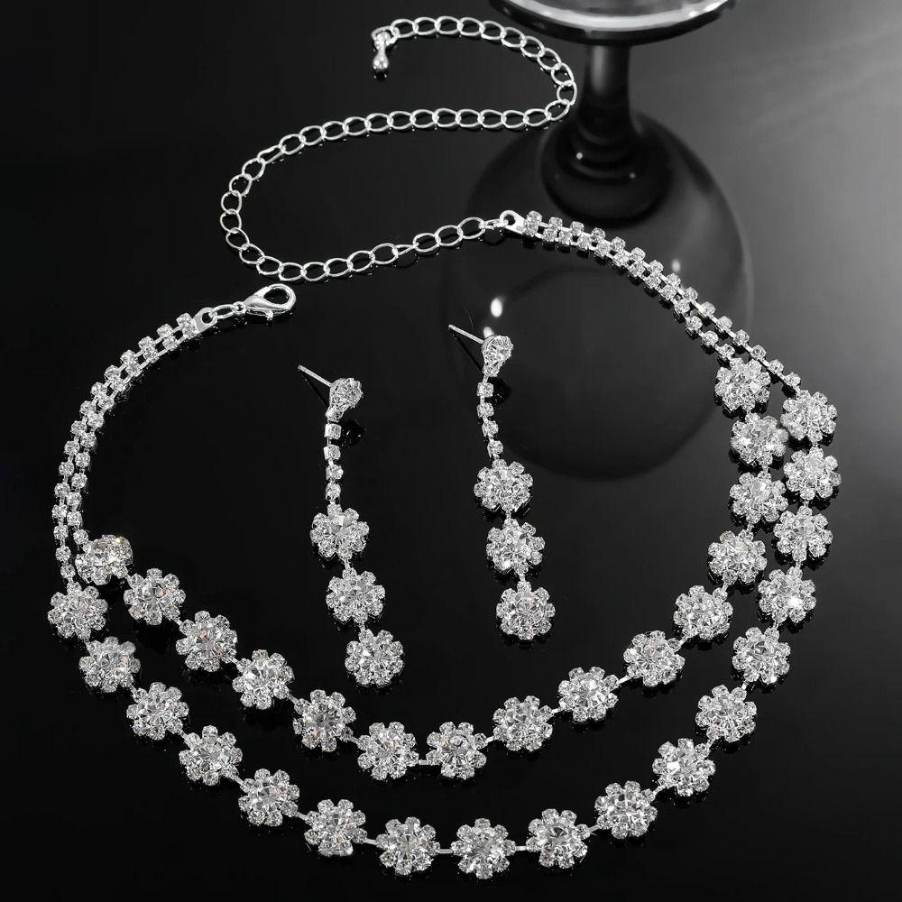 Fashion Shining Jewelry Set Exquisite Clavicle Chain Elegant Bracelet Girls