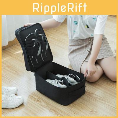 Korean Style Large Gray Three-compartment Shoe Bag For Travel Shoe Storage In Living Room
