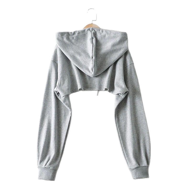 Women's Spring & Autumn Cropped Dance Hoodie - Versatile, Long-Sleeve, Loose-Fit