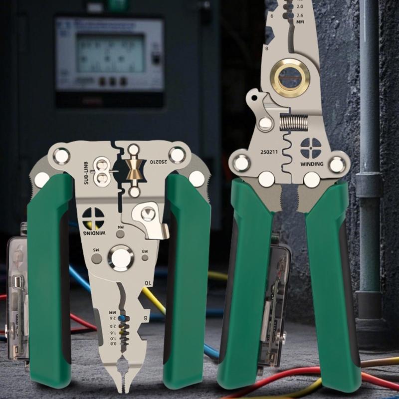 Stainless Steel Wire Strippers Double Function Electrical Tool Nonslip Design Ideal for Electricians and DIY Enthusiasts