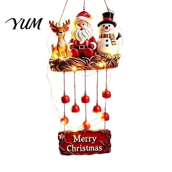 Rahatlatıcı Noel için Huzurlu Sesli Rüzgar Çanları Noel Baba Çanı, Şenlikli Asılı Süs, Claus Kardan Adam Geyik Hava Koşullarına Dayanıklı Bahçe Çanları Çan Veranda