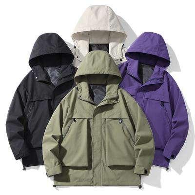 Veste à capuche décontractée pour le travail en extérieur pour le printemps et l'automne, Mode masculine grande taille Veste ample grande taille