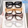 Lunettes de lecture carrées surdimensionnées Lunettes légères Lunettes pour femmes Verre transparent Motif léopard Mode Lunettes pour ordinateur