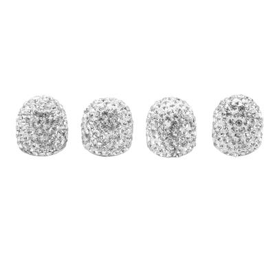 4 Pezzi Tappi Valvola Bling 15mm Copri Aria Stelo Decorazione Pneumatico Universale per Auto MotoArgento
