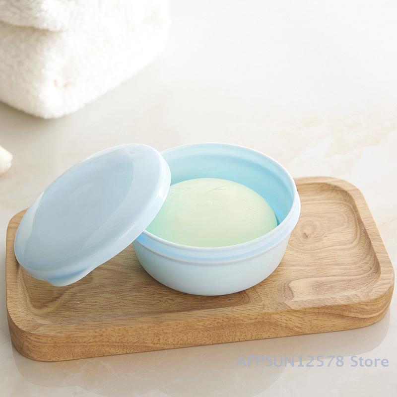 1PC Circular Soap Box Creative PP Waterproof Sealed Portable Soap Box Cover Drainage Soap Rack Supplies