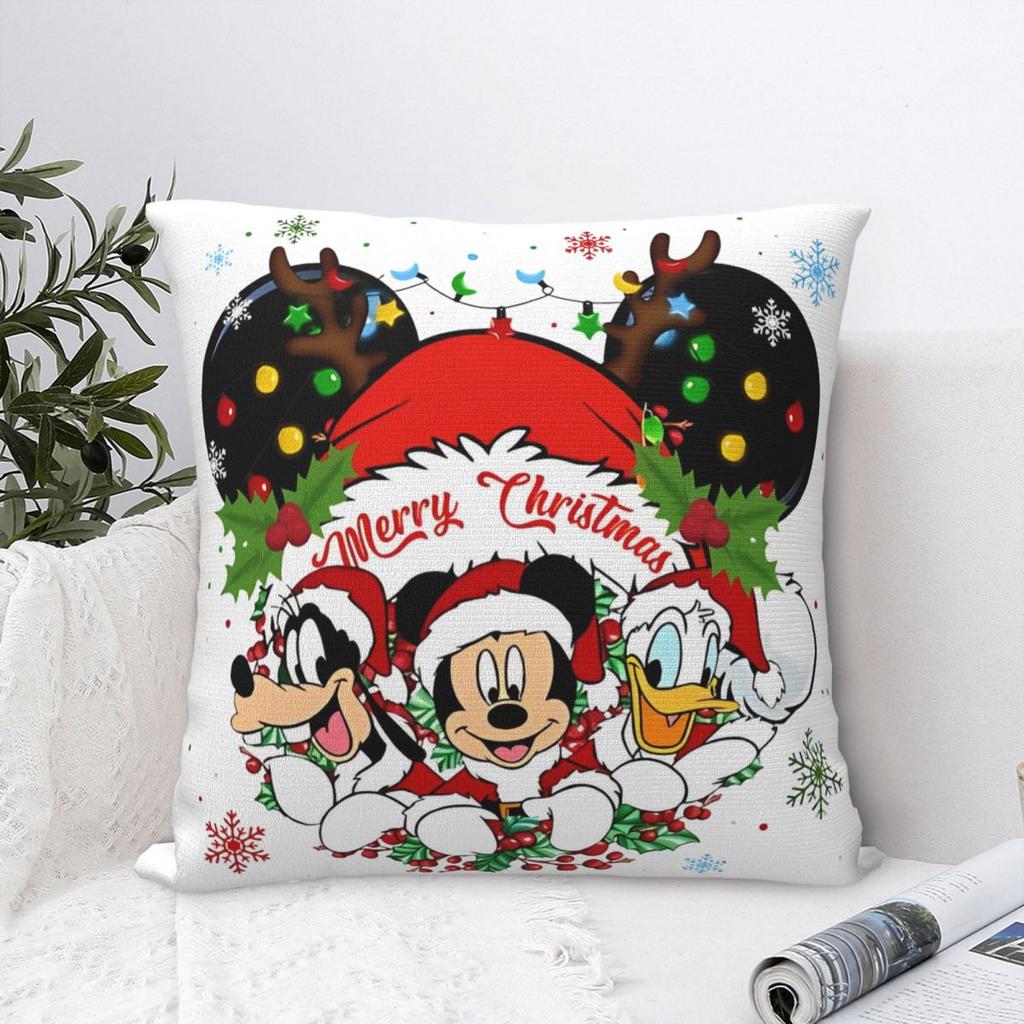 Kawaii Mickey Mouse Christmas Pillowcase Double-sided Printing Cushion Cover Decorations Pillow Case Cover Home Square 18''