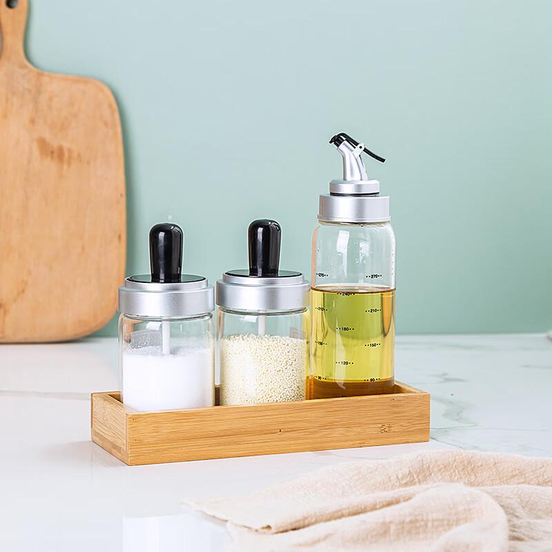 Qianxing High Borosilicate Glass Seasoning Jars & Oil Bottle Set