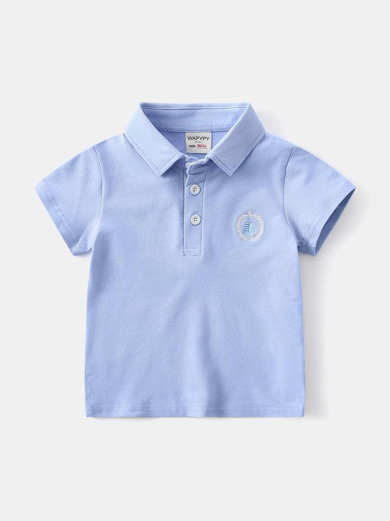 Polo de Manga Curta Estilo Coreano para Crianças - Camiseta de Algodão de Verão para Meninos