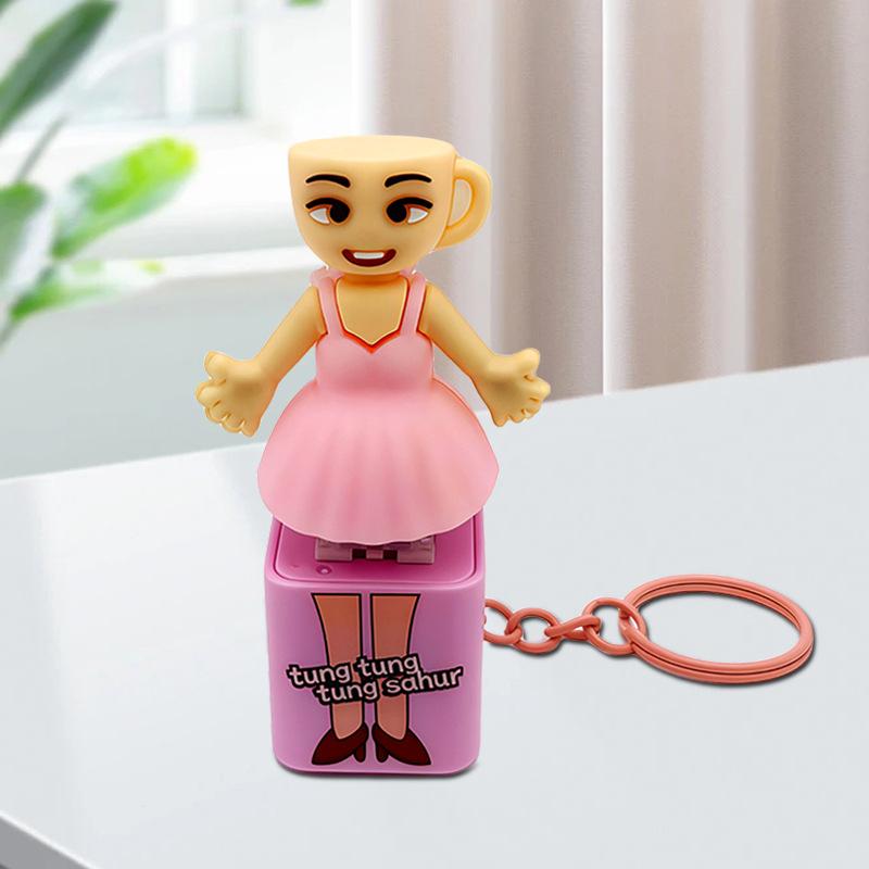 Chaveiro de Botão Homem Palito de Madeira Não Tóxico 3Dnew Tralalero Tralala Tungtungtung Com Pingente Luminoso - Decoração Periférica de Anime Presente Brinquedos