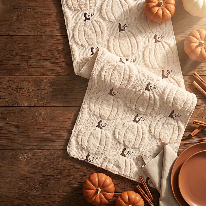 Halloween Table Runner With Embroidered Pumpkin Design For Dining Room Decor