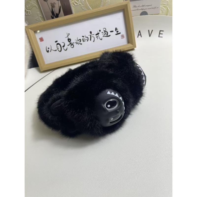 

Зимние теплые наушники, артефакт, защита ушей от холода, милые плюшевые наушники, детская защита ушей average size чёрный