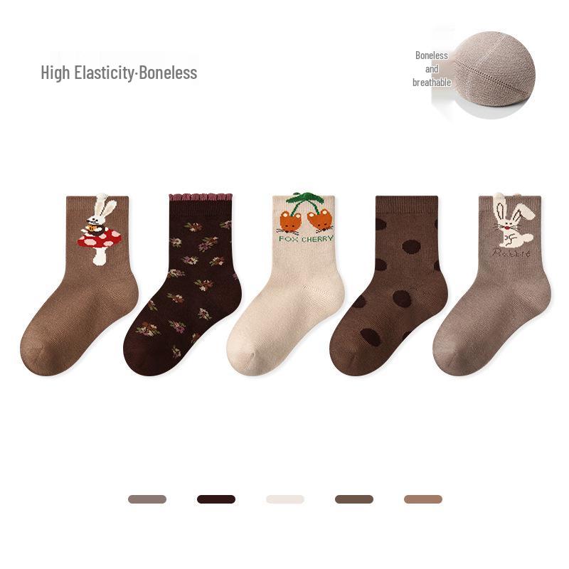 Children's Cartoon Animal Cotton Socks - 2025 Autumn/Winter Collection, Seamless Color Block Sporty Style for Boys