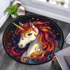 Colorful Unicorn Round Area Rug,Carpet Rug for Living Room Bedroom Sofa Playroom Decor,Non-slip Floor Mat