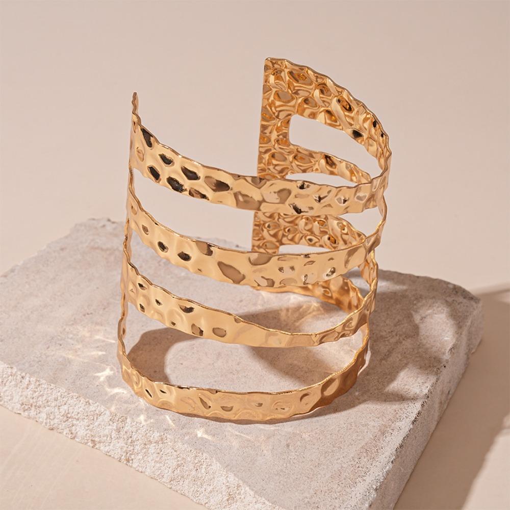 Geometry Wave Line Women Cuff Bangle Zinc Zinc Alloy Bohemian Bracelet Ins Fashion Metal Arm Cuff  Women