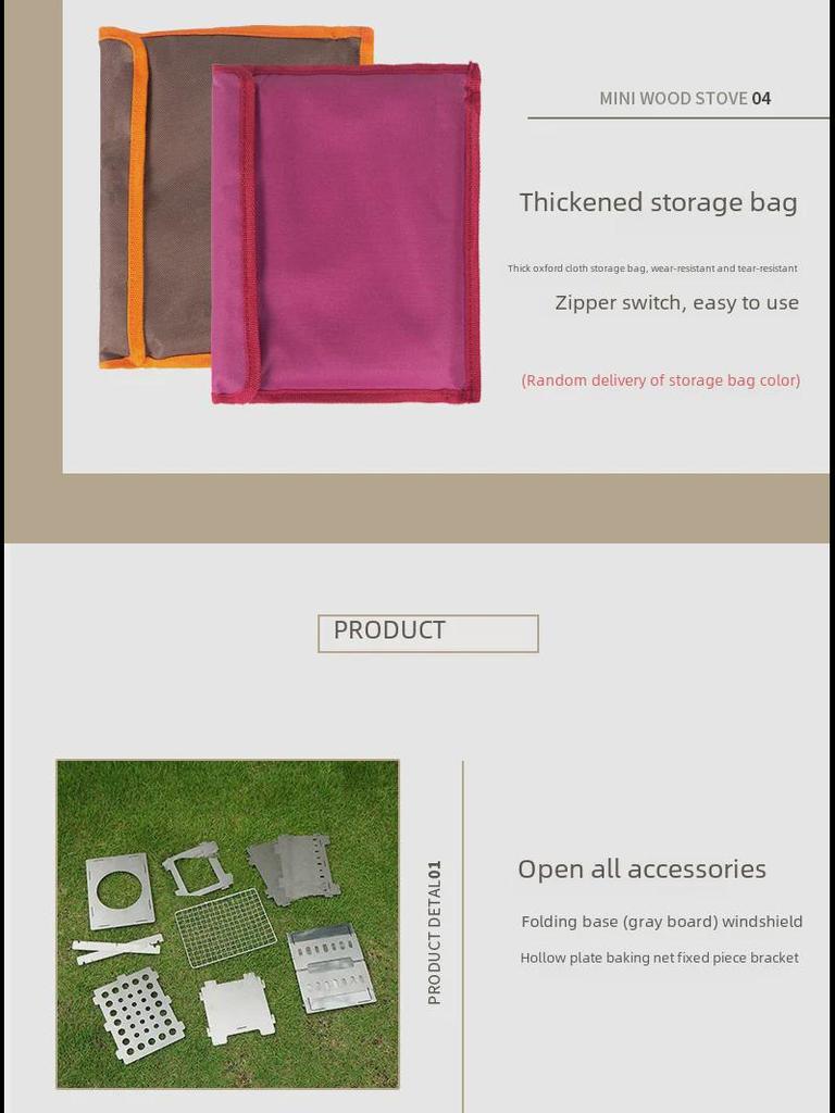 Portable Windproof Outdoor Folding Charcoal Grill and Firewood Stove