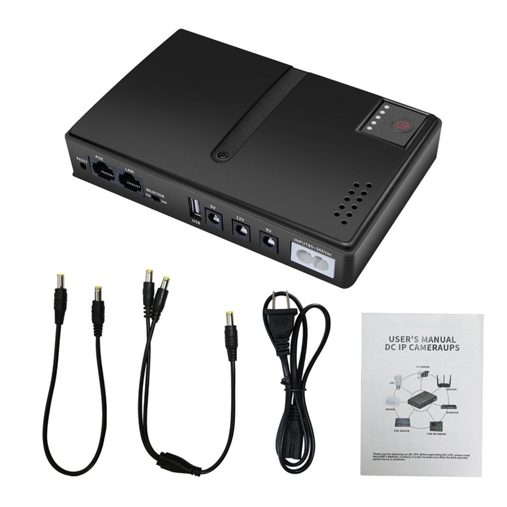 USV-Stromversorgung 10400mAh 36W USB 5V DC 5V 9V 12V POE 15V 24V 6 Ausgänge Notstromversorgung für