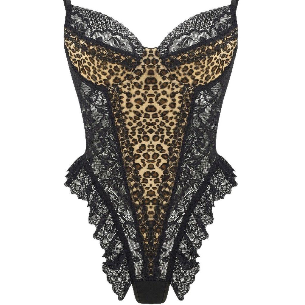 Hot-Selling Sexy Leopard Print Lace Suspender Bodysuit