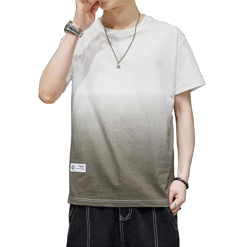 

[Goodfeel] t-shirt men s short sleeve long sleeve large size 5/4 sleeve gradation round cut print Fashionable Relaxing summer clothes