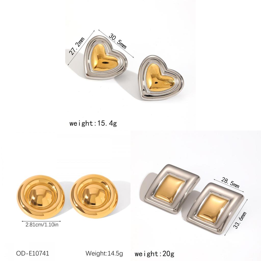 Boucles d'oreilles Géométriques Cœur Étoile en Acier Inoxydable pour Femmes