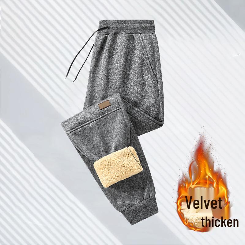 Men's Cross-Border Fleece-Lined Sweatpants 2025 - Winter Joggers with Thick Lamb's Wool, European Size.
