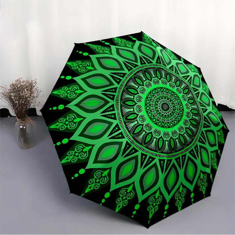 1pc Mandala Pattern Automatic Open/close Folding Umbrella, Compact Portable Travel Umbrella, Perfect Birthday/Christmas, Cute Umbrella, Dura