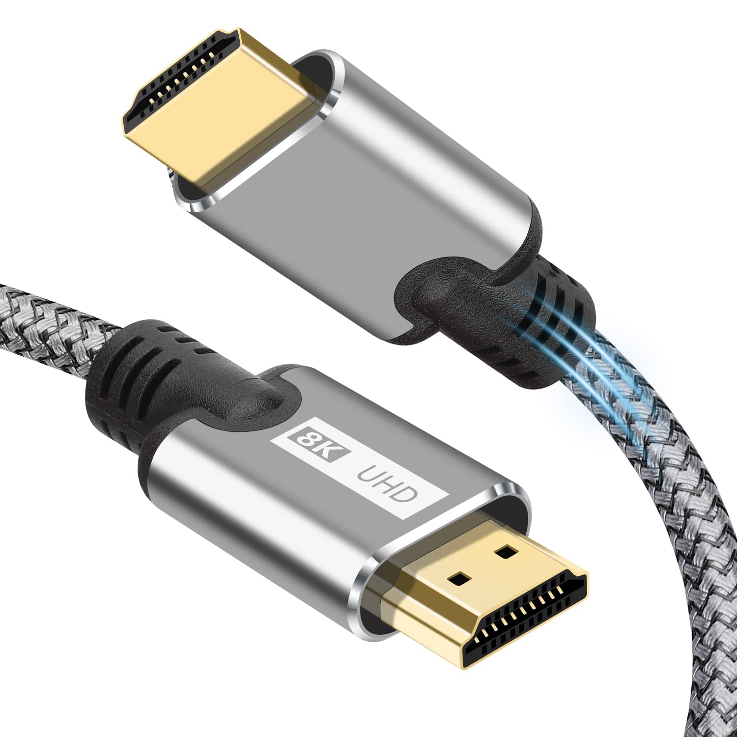 

8K HDMI Cable Upgraded MEEKI HDMI Standard 48Gbps Ultra High Speed High Durability Nylon Braid High Speed 7680x4320p UHD HDR HDCP eARC 3D Ethernet ARC серый