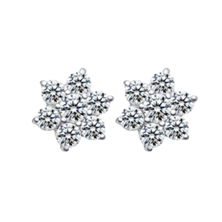 Temperament Versatile Snowflake Earrings High-End Trendy Zircon Star Earrings Women'S Sterling Silver Jewelry