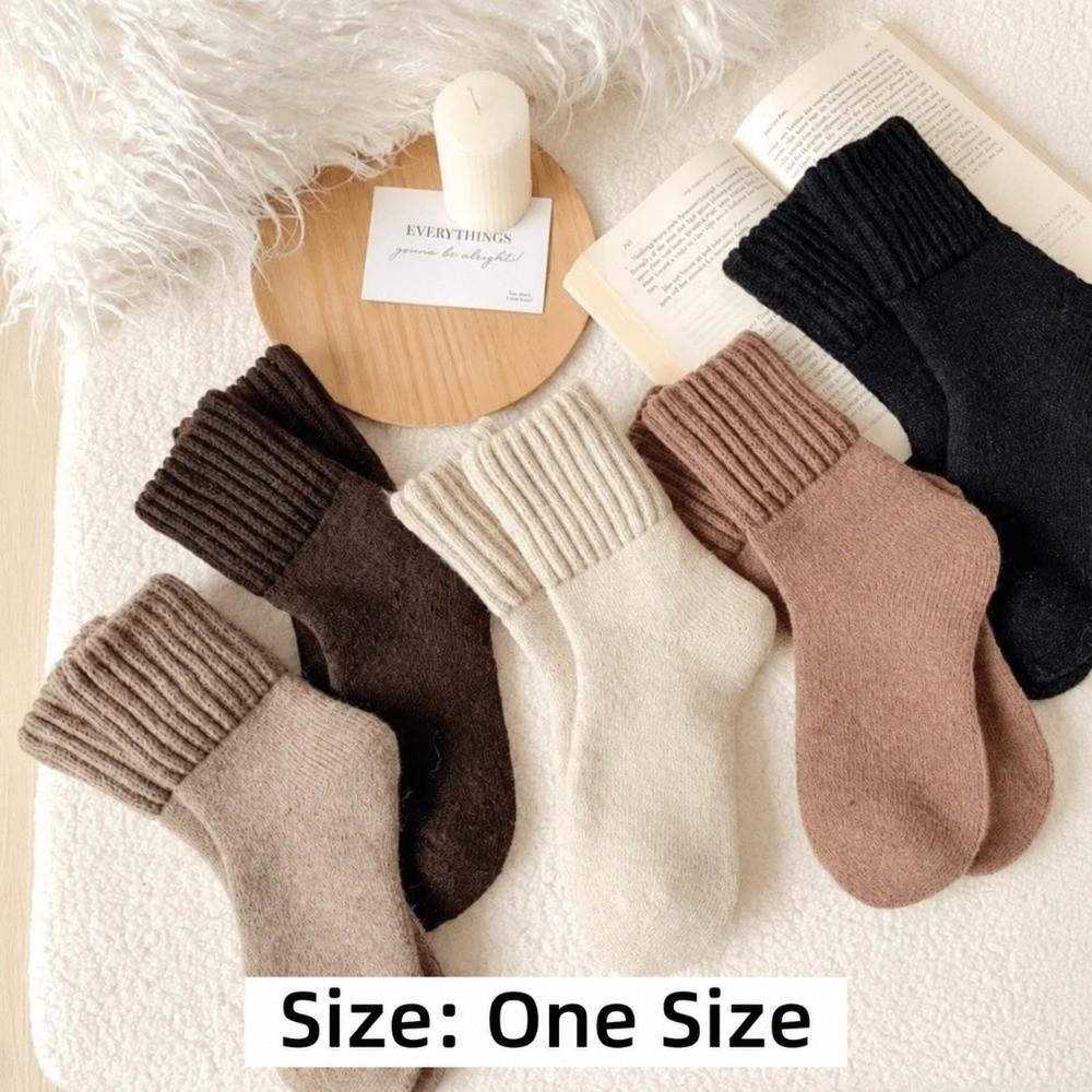 2/5Pcs Ribbed Cuff Crew Socks Soft Knit Terry Socks Gifts Warm Socks Men's and Women's