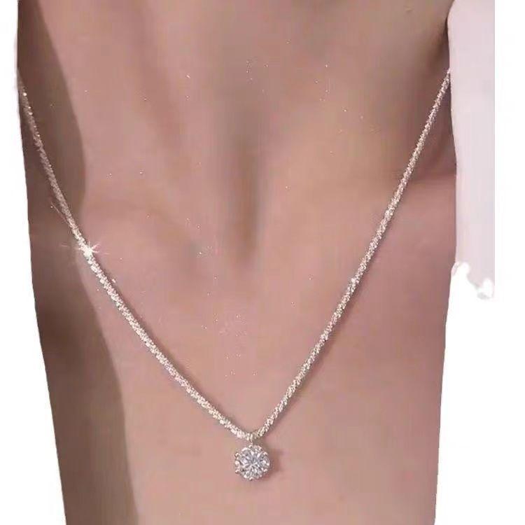 Crystal Shine Necklace for Women Wedding Jewelry Minimalism Girls Neck Chokers