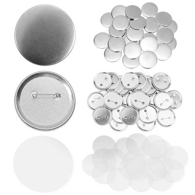 40Set 3.7cm/1.46in Round Button Parts Kit - Tinplate Tops & Plastic Clips with Film for DIY Button Maker Machine, ZSY
