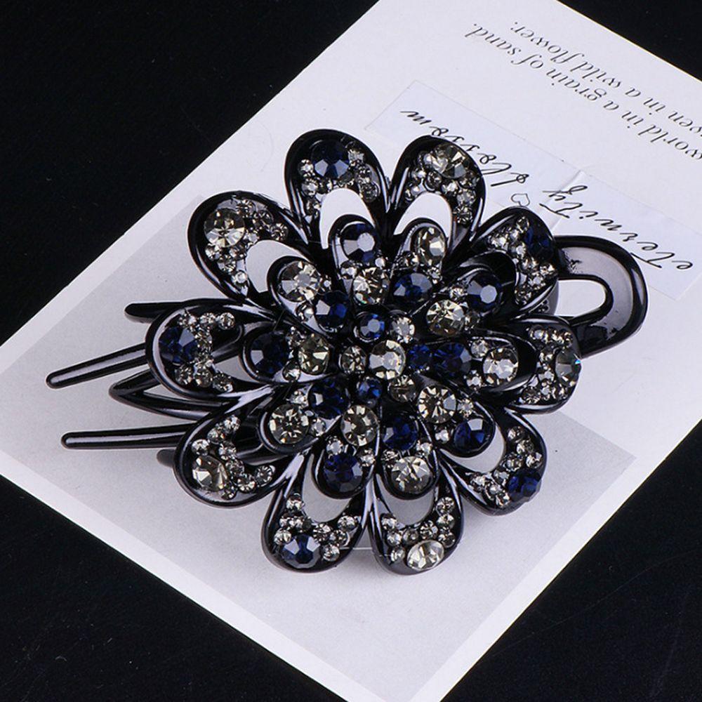 

Accessories Durable Flexible Crystal Flower Rhinestone Hair Clip Hairpins Dovetail Duckbill Pins серый