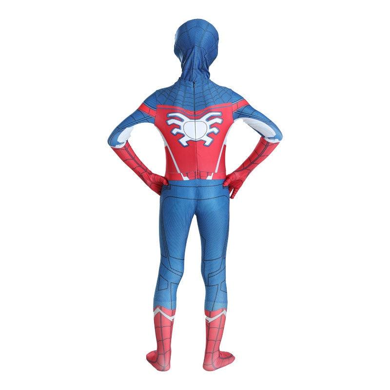 Kids Spider-Man Turns Captain America Costume Set with Mask Superhero Lycra 6-7 Years 140cm Blue/Red/White