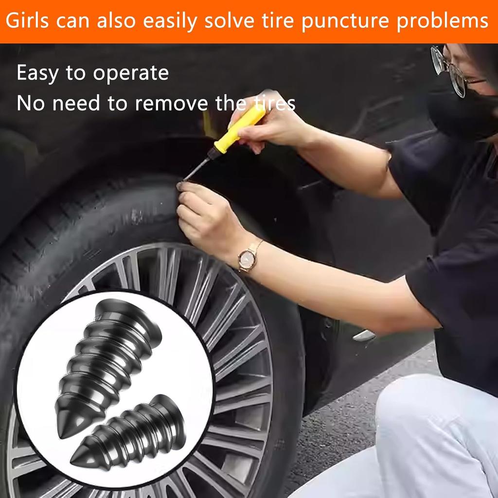 40 Pcs Tire Repair Rubber Nail Tire Repair Nail Tire Repair Rubber Screws Fast Tool Self-Service Suitable for Car Motorcycle Jeep Tire Puncture