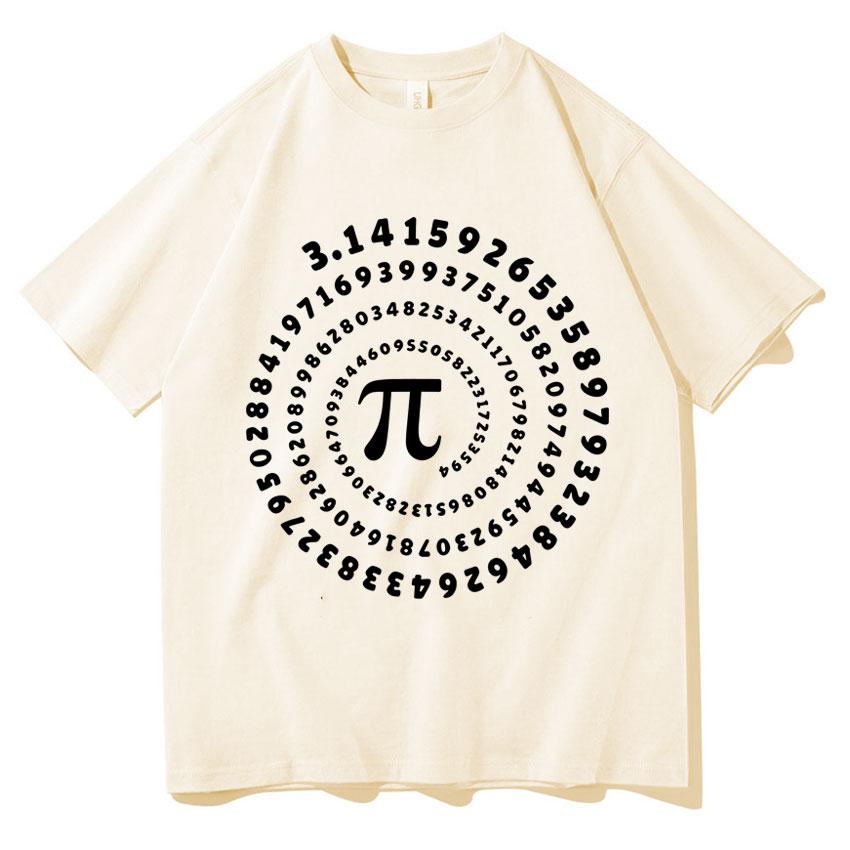 Hot Sale Mens High Quality Cotton Crewneck Funny Pi Print Summer Loose Tshirt Short Sleeve Gothic Oversized Tshirt Casual Tops