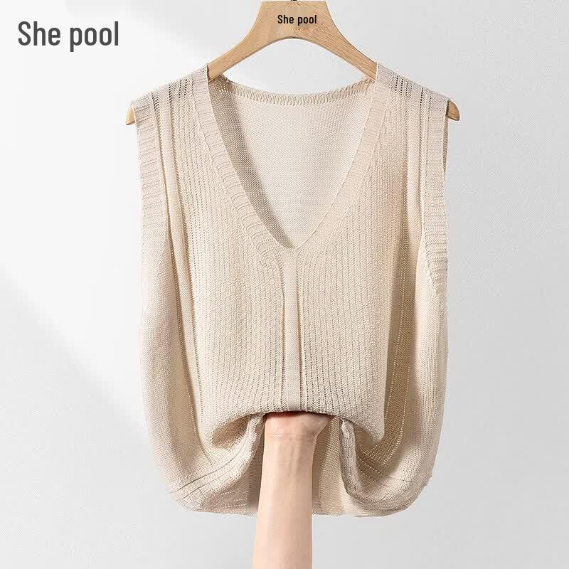 Women s Ice Silk V-Neck Loose Knitted Vest L