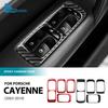 Real Soft Carbon Fiber Sticker For Porsche Cayenne 2003 2004 2005 2006 2007 2008 2009 2010 Window Lifting Button Frame Panel