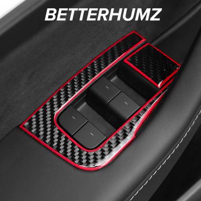 Pro Tesla Model 3 2022 Panel krytu spínačů stahování oken z uhlíkových vláken Nálepky na ozdobu Model Y - Interiér vozu