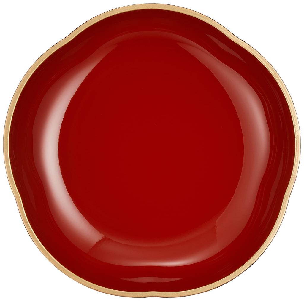 Mitani Yamanaka Lackware Große Yamanaka Folie Süßigkeiten Millennium Bild Schale, Gold, 18,5cm, Lackware, Handwerk, Pflaumenförmige Schale, Schriftrolle, M17267-6