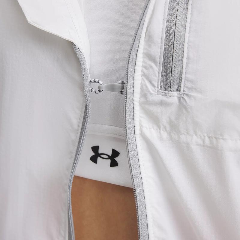 Under Armour Launch Logo Outdoor Woven Raglan Hooded Long Sleeve Jacket Women jackets White 1381881-101