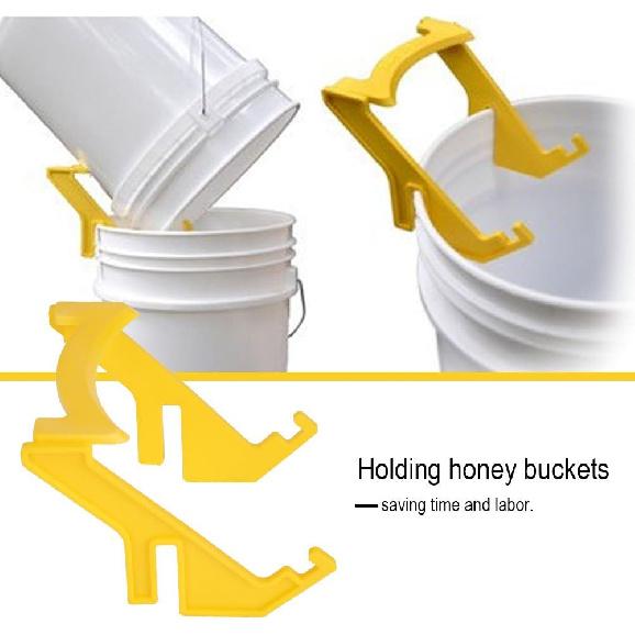 Zerodis Yellow Plastic Bee Honey Bucket Rack Holder Beekeeping Beekeepers Tool for Easy Pour Honey