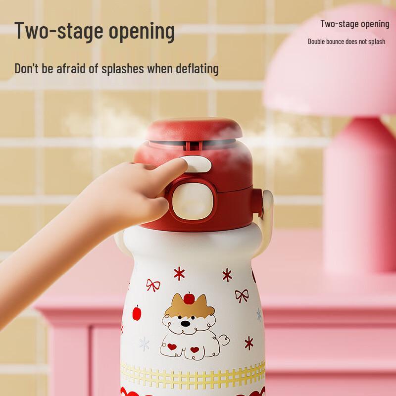 Shangqi Pink Puppy Insulated Double-Drink Bottle