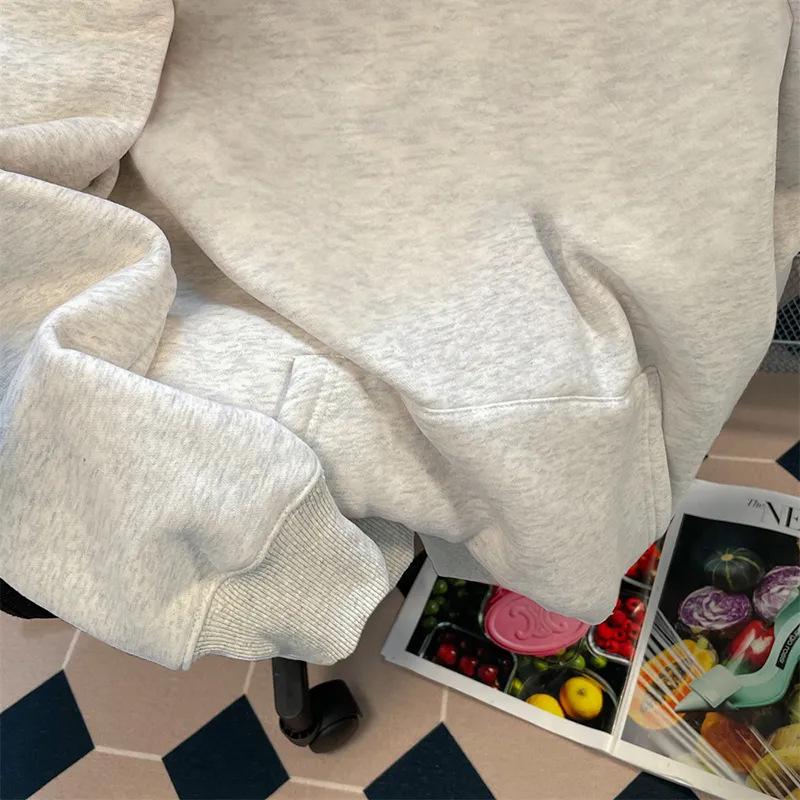 Retro Chic Amerikansk Tecknad Tryck Bomullshoodie för Kvinnor & Män - Tidig Höst Hong Kong-stil