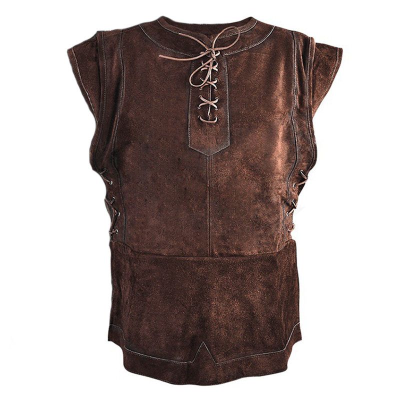 Medieval Retro Gothic Knight Round-Neck Vest Halloween Men's Stage Performance Costume Vest.