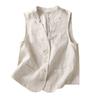 Vintage Vest Summer Deep V,Neck Casual Sleeveless Tank Tops Cotton Linen Thin Outerwear Vest Coat
