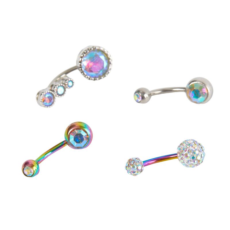 4Pcs Combination Set Belly Button Piercing Simple Piercing Jewelry Navel Ring